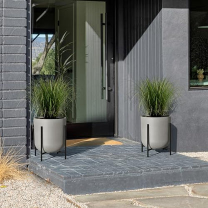Veradek Mason Series Raised Lima Planter - Round Planter with Stand - color: Gray, size: 15 inch