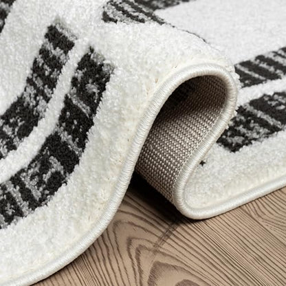 Abani Nomad Cream & Grey Area Rug 6' x 9' for Living Room, Bedroom - Geometric Pattern - Durable & Easy to Clean - size: 6x9