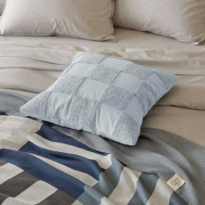 Double Stitch 100% Cotton Boho Checkered Throw Pillow Covers, Arctic Blue - color: Arctic Blue, size: 20" x 20" (Pack of 1)