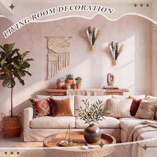 Otoolling Boho Wall Decor Set of 2, Gold, Pampas,Eucalyptus - color: Gold, style: Pampas,Eucalyptus