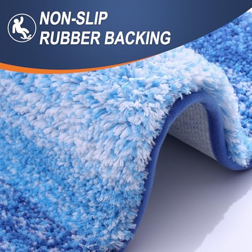 OLANLY Small Bathroom Rugs 24x16, Extra Soft Absorbent Microfiber Bath Rugs - color: Light Royal Blue, size: 24" X 16"