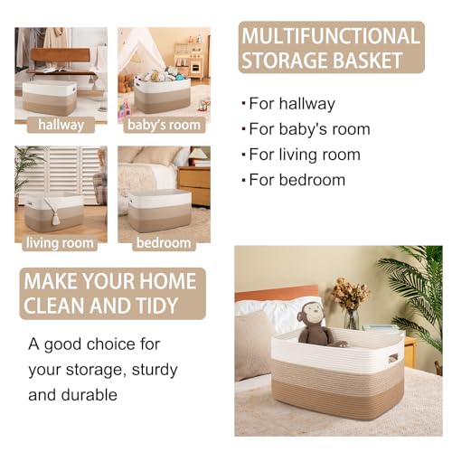 OIAHOMY Blanket Basket Laundry Basket Dog Toy Basket 75L Light Yellow - color: Gradient Light Yellow, size: 22”x17”x12”
