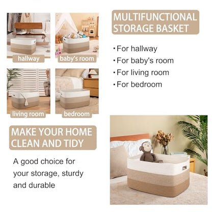 OIAHOMY Blanket Basket Laundry Basket Dog Toy Basket 75L Light Yellow - color: Gradient Light Yellow, size: 22”x17”x12”