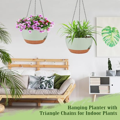 Self Watering Hanging Planters 2 Pcs,12Inch Hanging Basket for Plants,Green - color: Green, size: 12 Inch