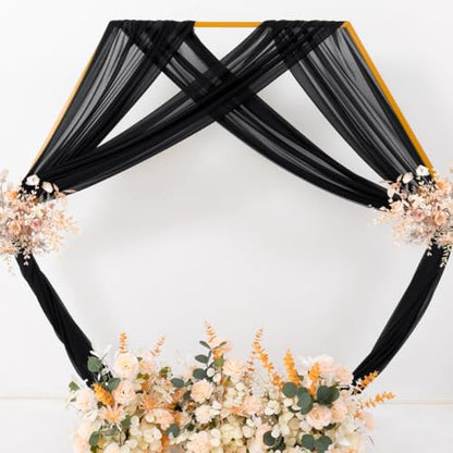 Sheer Gauze Wedding Arch Draping Fabric 29" x 20 FT 4 Panels Black - color: Black, size: 29"w x 240"l (Pack of 4)