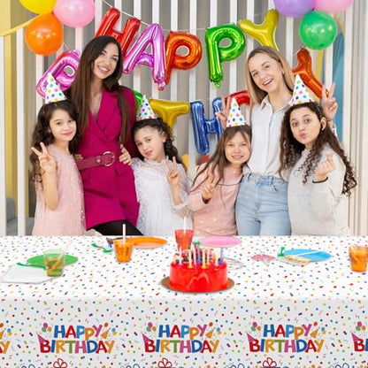 3 Pack Plastic Birthday Tablecloth, Disposable PE Happy Birthday Tablecloth - color: Happy Birthday