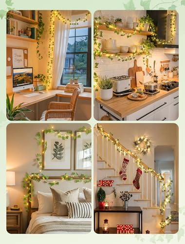 Ivy Vine Lights for Bedroom,13FT 40 LED Leaf Garland with Remote - color: Ivy, size: 40 LED-Battery & USB