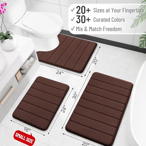 OLANLY Memory Foam Bath Mat 24x16, Super Soft and Absorbent Bathroom Rugs - color: Brown, size: 24" X 16"