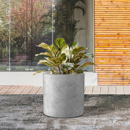 Kante Small Round Cylinder Pale Gray Concrete Planter 9.8" Tall, Outdoor - color: Natural Concrete, size: 9.8" Dia