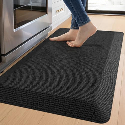 DEXI Anti Fatigue Kitchen Mat Cushioned, 20x32 Waterproof Runner Rug Black - color: Black, size: 32"L x 20"W x 0.9"Th