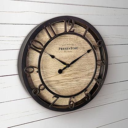Presentime 10" Farmhouse Series Wall Clock - color: Oil Rubbed Bronze, size: 10 inch