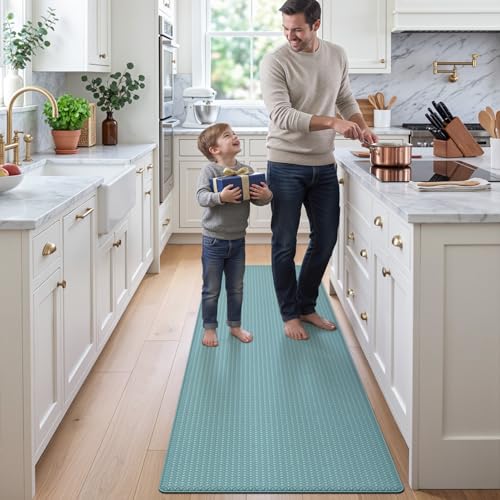 DEXI Kitchen Floor Mats Cushioned Anti Fatigue, 23x59 Non Slip Runner Rug - color: 2-turquoise, size: 59"l X 23"w X 0.4"th