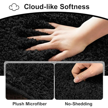 Toilet Rugs U-Shaped 24"x20", Absorbent Contour Bath Rug, Black - color: Black, size: 24" x 20"(U-Shape)