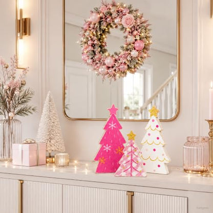 Christmas Decorations Indoor, Pink Christmas Snowflake Star Tree Home Decor
