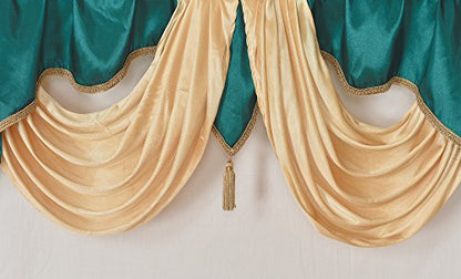 GOHD Valarie Fancy Window Valance 54"x18"with Soft Satin Swag.Green Teal - color: Teal, size: 54"W x 18"L (Pack of 1)
