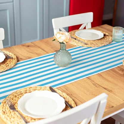 AmazingSpark Striped Table Runner Roll,Blue,25' Long X 16" Wide - color: Blue, size: 25' Long X 16" Wide