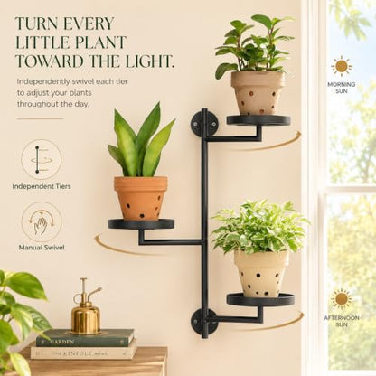 Window Plant Shelf, Wall Mounted Rotating Plant Holder Indoor