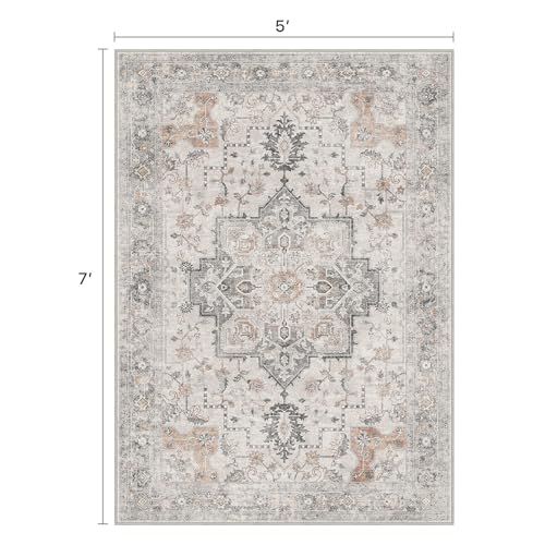 BESBLEE 5x7 Area Rug for Living Room,Washable Non Slip, Light Taupe Brown - color: Light Taupe Brown, size: 5' x 7' (Rectangular)