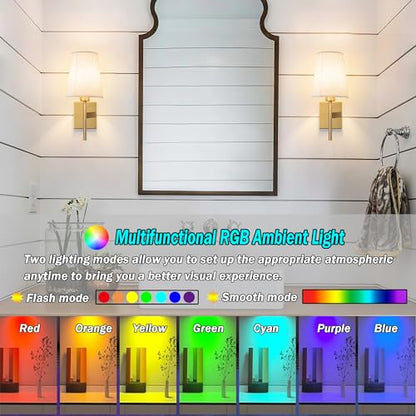 YHCDLAMP Battery Operated Wall Sconces Set of Two,Battery Operated Wall Lights with Remote, Fabric RGB Color Changing Dimmable Wall Lamp for Bedroom Living Room, Easy to Install (Color : Brass) - color: Brass