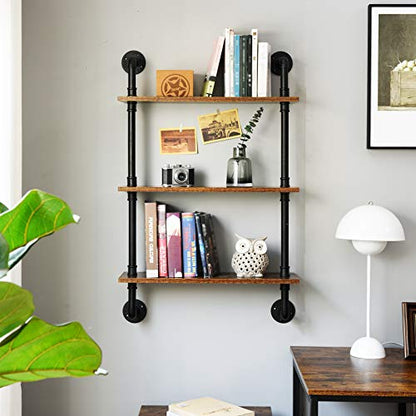 IBUYKE 3-Tiers Industrial Pipe Shelves, Pipe Floating Shelves RF-TM003 - size: 3 Tier