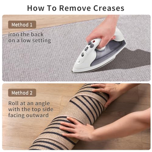 Tangsoo Modern Easy Jute 2.6x8 Washable Non-Slip Runner Rug for Hallways - color: Black, size: 2.6x8ft