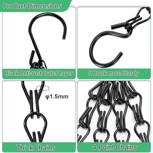 Heybe Hanging Baskets Chains 16 Inches 4 Leads Hanging Chains with S Hooks, Flower Pot Hanger Replacement Plant Hangers for Planters and Lanterns, Pack of 3 - size: 16 Inch