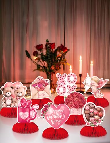 Valentine Honeycomb Centerpieces for Table, Valentine Table Decorations - style: Valentines Day