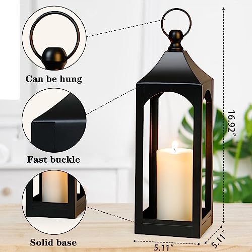 Modern Farmhouse Lantern Decor Metal Decorative Hanging Candle Lanterns - size: Medium