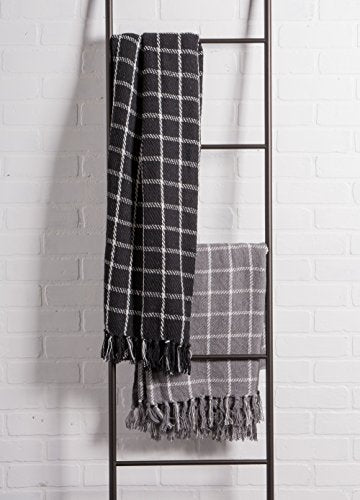 DII Transitional Checked Plaid Woven Throw, 50x60, Black - color: Black, size: 50x60"
