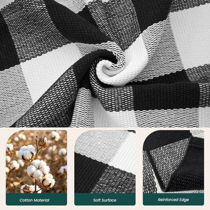 KOZYFLY Buffalo Plaid Area Rug 5x7 ft Living Room Rug, Black and White - color: Black and White, size: 5' x 7' (Rectangular)