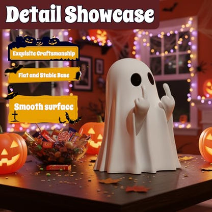 Halloween Ghost Figurine Middle Finger Tabletop Decoration - color: Clear
