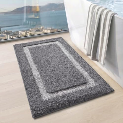 LUMI Bathroom Rug, Non Slip Absorbent Bath Mat, Dark Grey, 16"x24" - color: Dark Grey, size: 16"x24"