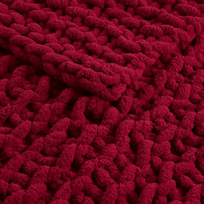 Madison Park Chenille Chunky Knit All Season Throw Blanket, 50 x 60, Red - color: Red