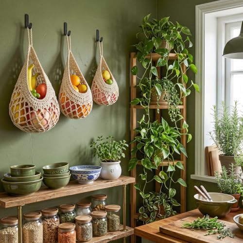Honeydak 3 Hanging Baskets, Cream, Open Mesh Teardrop - color: Cream, style: Open Mesh Teardrop