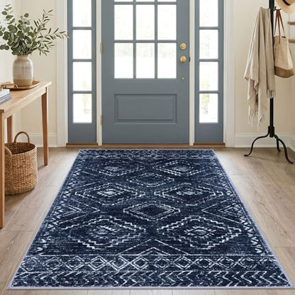 KILOCOCO Area Rug 4'x6' Entryway Rug Washable Rug, Dark Blue - color: Dark Blue, size: 4' x 6' (Rectangular)