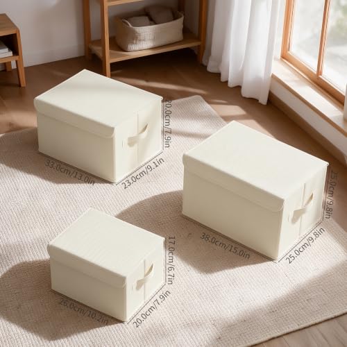 Foldable Storage Bins, Closet Boxes, 4 Pack, Beige, 13x9x7.9 In - color: Beige, size: Medium（4 Pack）