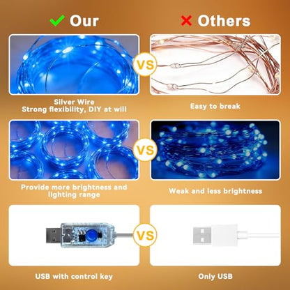 300LED Fairy Curtain Lights 9.8ft x 9.8ft LED Dimmable Twinkle Lights - color: Blue