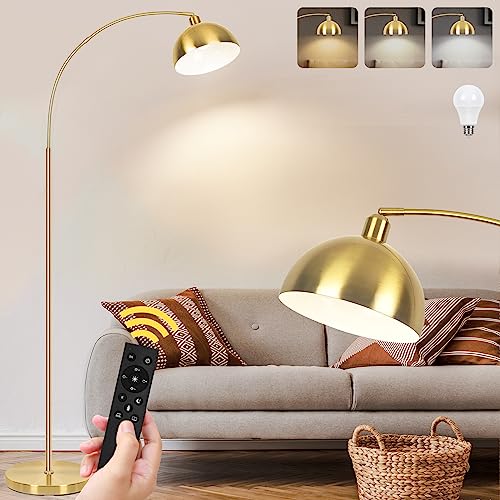VenzBlomia Upgraded Arc Floor Lamps for Living Room, Gold, Dimmable - color: Gold