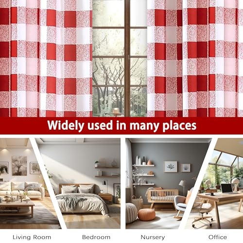DriftAway Buffalo Plaid Blackout Curtains 2 Panels W52 x L63, Red - color: Red, size: 52"W x 63"L (Pack of 2)