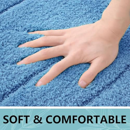 Buganda Microfiber Bathroom Rugs 70x24, Soft Shaggy Absorbent Bath Rugs - color: Blue, size: 70" X 24"