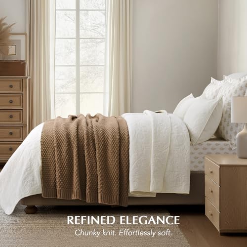 EVERGRACEHOME Chunky Chenille Knit Throw Blanket, 50 x 60, Camel Brown - color: Camel Brown, size: 50" X 60"