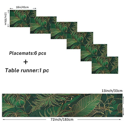 ArtSocket Table Runner and Placemats Set of 6, Tropical Palm - color: Palm
