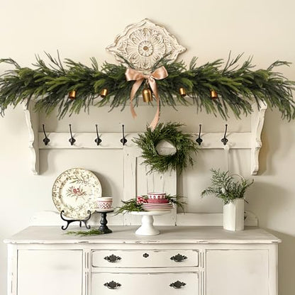 12Pcs Christmas Norfolk Pine Stems, 24'' Real Touch Branches Greenery Picks - color: Green