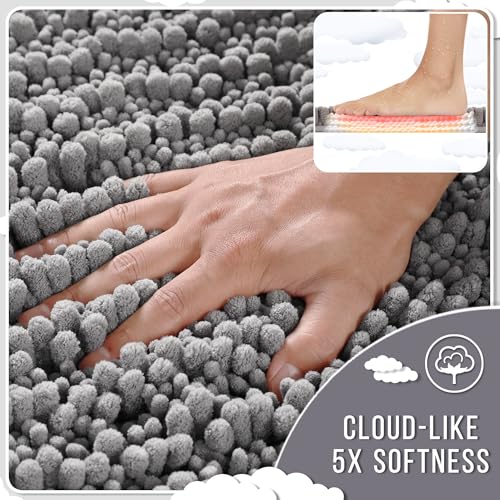 Yimobra Bathroom Rugs Sets 2 Piece, Super Absorbent Bath Mat Set, Grey - color: Grey, size: 32''x20''+24''x20''U-Shaped