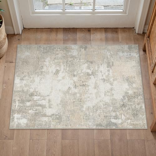 HUGEAR 2x3 Beige Grey Abstract Washable Area Rug for Entryway - color: Beige&grey, size: 2' x 3' (Rectangular)