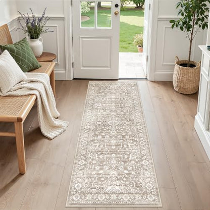 Soalmost Runner Rug Non-Slip for Kitchen 2x5, Washable Soft Hallway Rug - color: Light Brown, size: 2' x 5' (Runner)