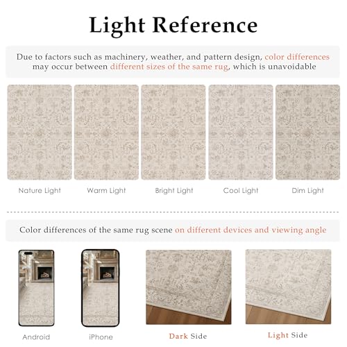 6x9 Beige Neutral Living Room Area Rug - color: Floral | Beige, size: 6' x 9' (Rectangular)