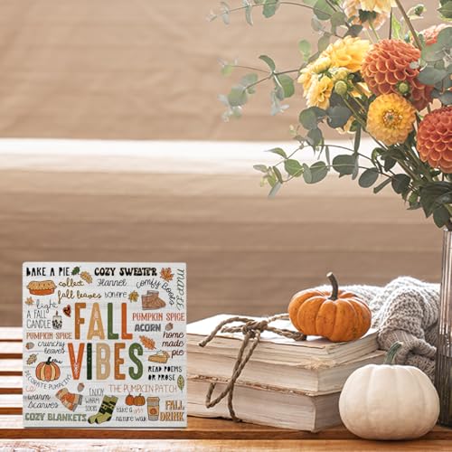 Autumn Thanksgiving Fall Vibes Pumpkin Drink Maple Leaf Decor Sign - color: Vibes