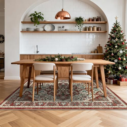 U'Artlines Red Christmas Area Rug 5x7 Boho Washable Soft Holiday Carpet - color: Christmas Red, size: 5' x 7' (Rectangular)