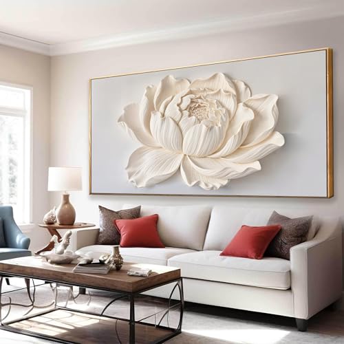 Framed Canvas Wall Art Decor Print White Flower Plants Wall Decor 20" × 40" - color: white flower, size: 40"L x 20"W